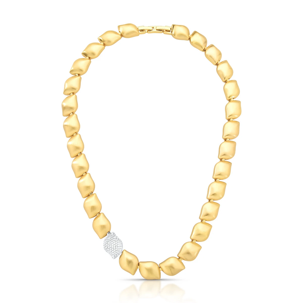 Foto Gargantilha Fosca com 1 Peça Cravejada com Zircônias em Dourado