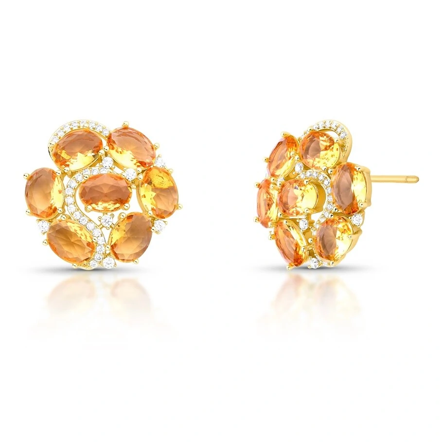 FotoBrinco Flor Citrino com Zircônias em Dourado