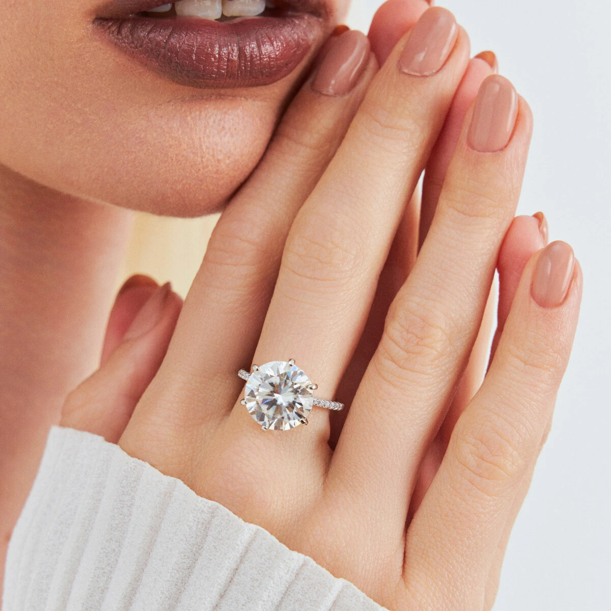 FotoSolitário Moissanite 12MM 6CT em Prata 925