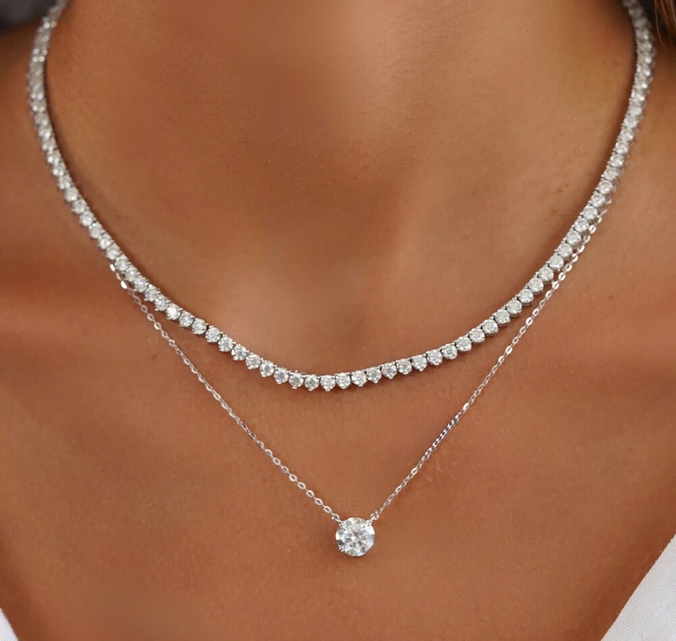 FotoColar Pto de Luz Moissanite 5,25MM 0,54CT em Prata 925