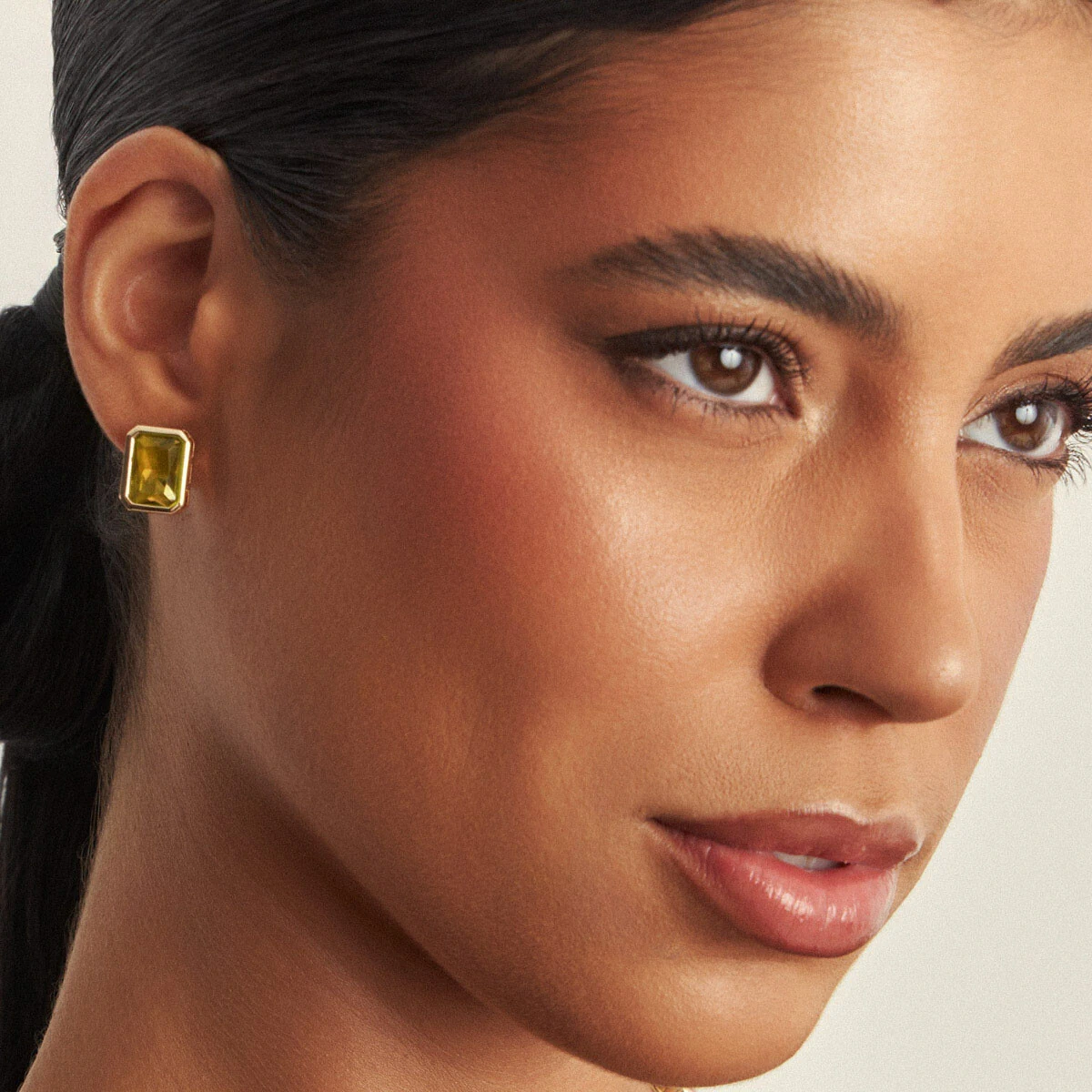 FotoBrinco Retangular Citrino em Dourado