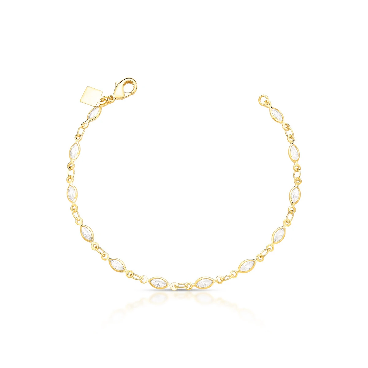 Foto Pulseira Fina com Zircônias Ovais em Dourado