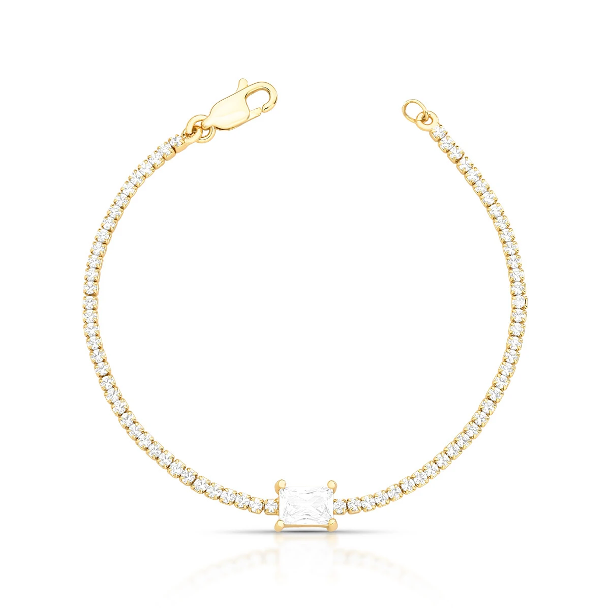 Foto Pulseira Riviera com Zircônia Retangular em Dourado