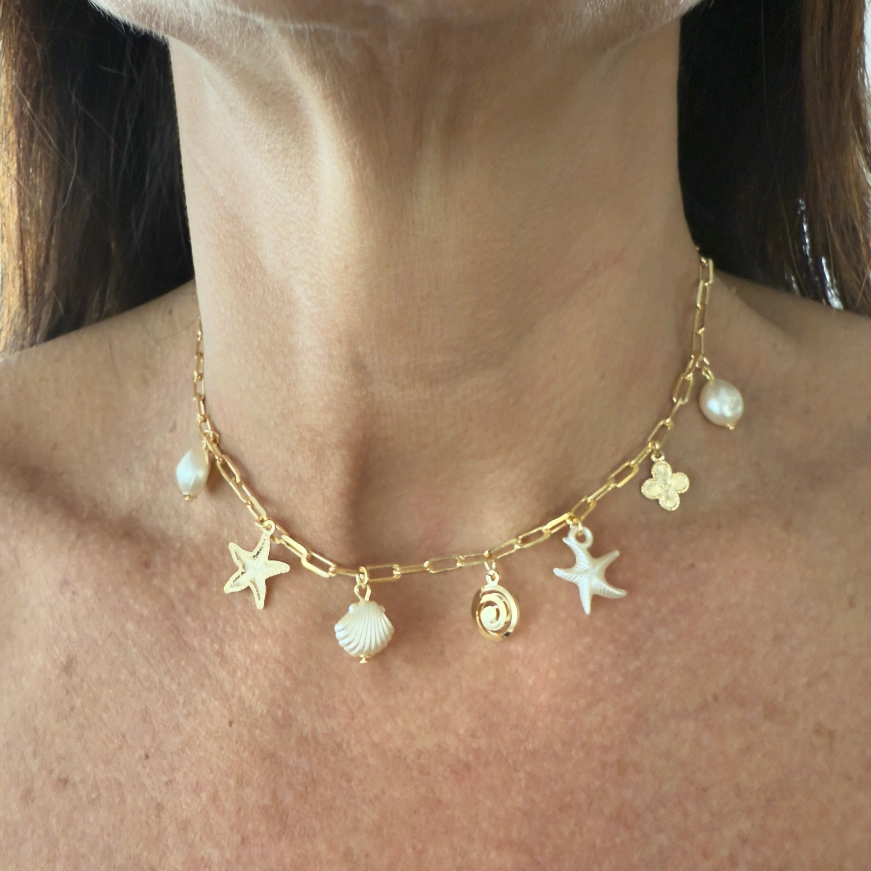 FotoColar Cartier com Pingentes de Pérolas e Dourado em Dourado