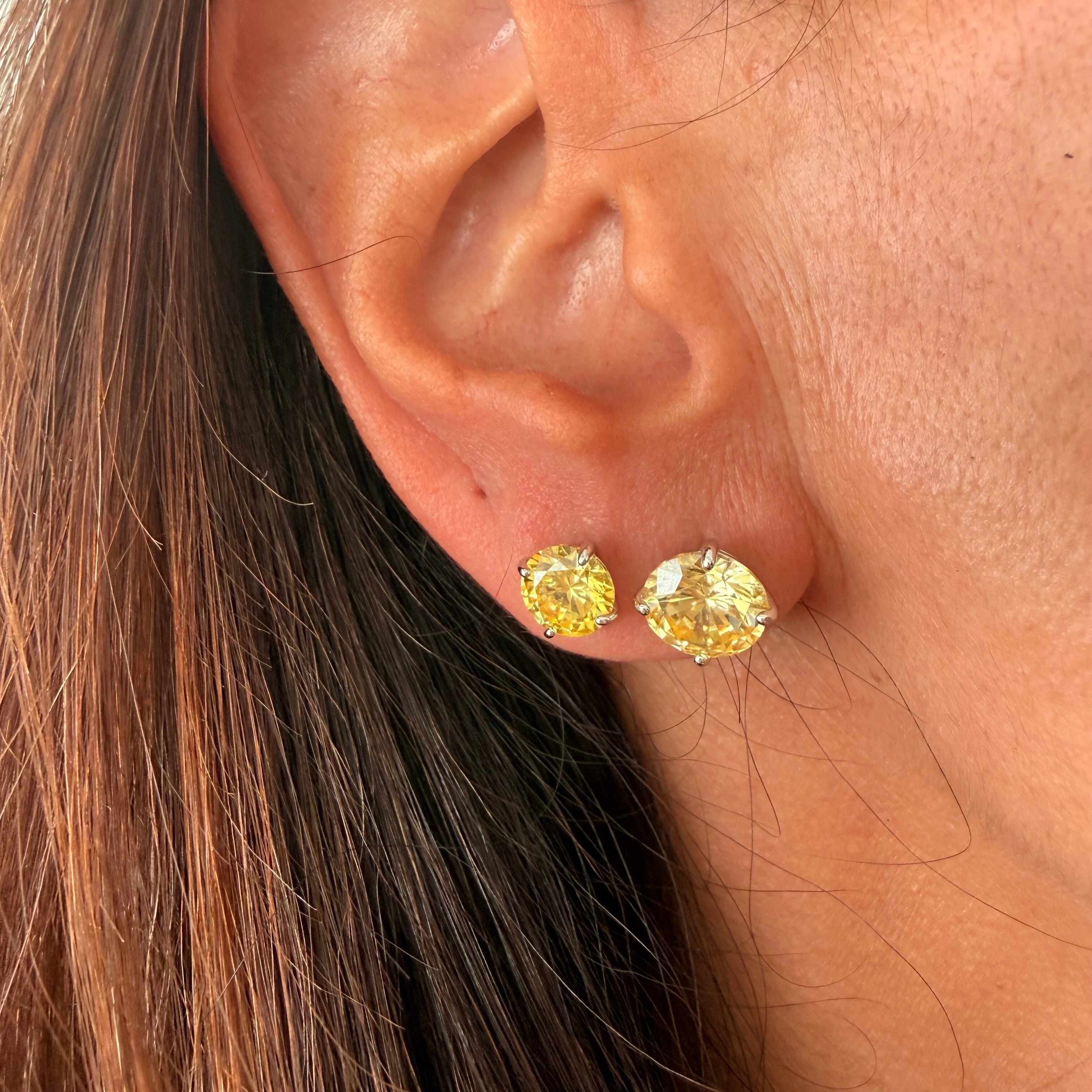 FotoBrinco Solitário Yellow Fancy 10MM em Prata 925