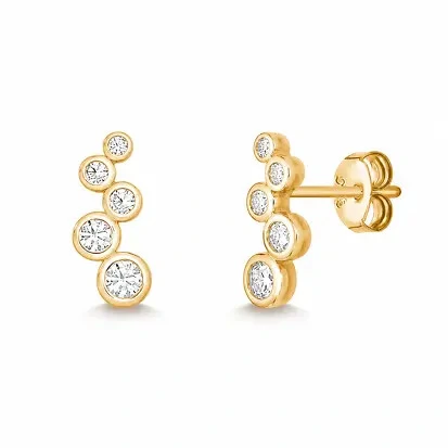 Foto Brinco Earcuff Moissanite 5 Ptos de Luz na Prata 925 e com Banho ouro 18K