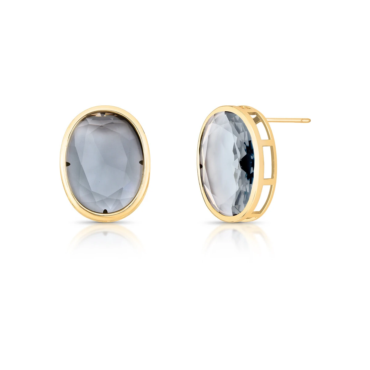 FotoBrinco Oval Cristal Fume em Dourado