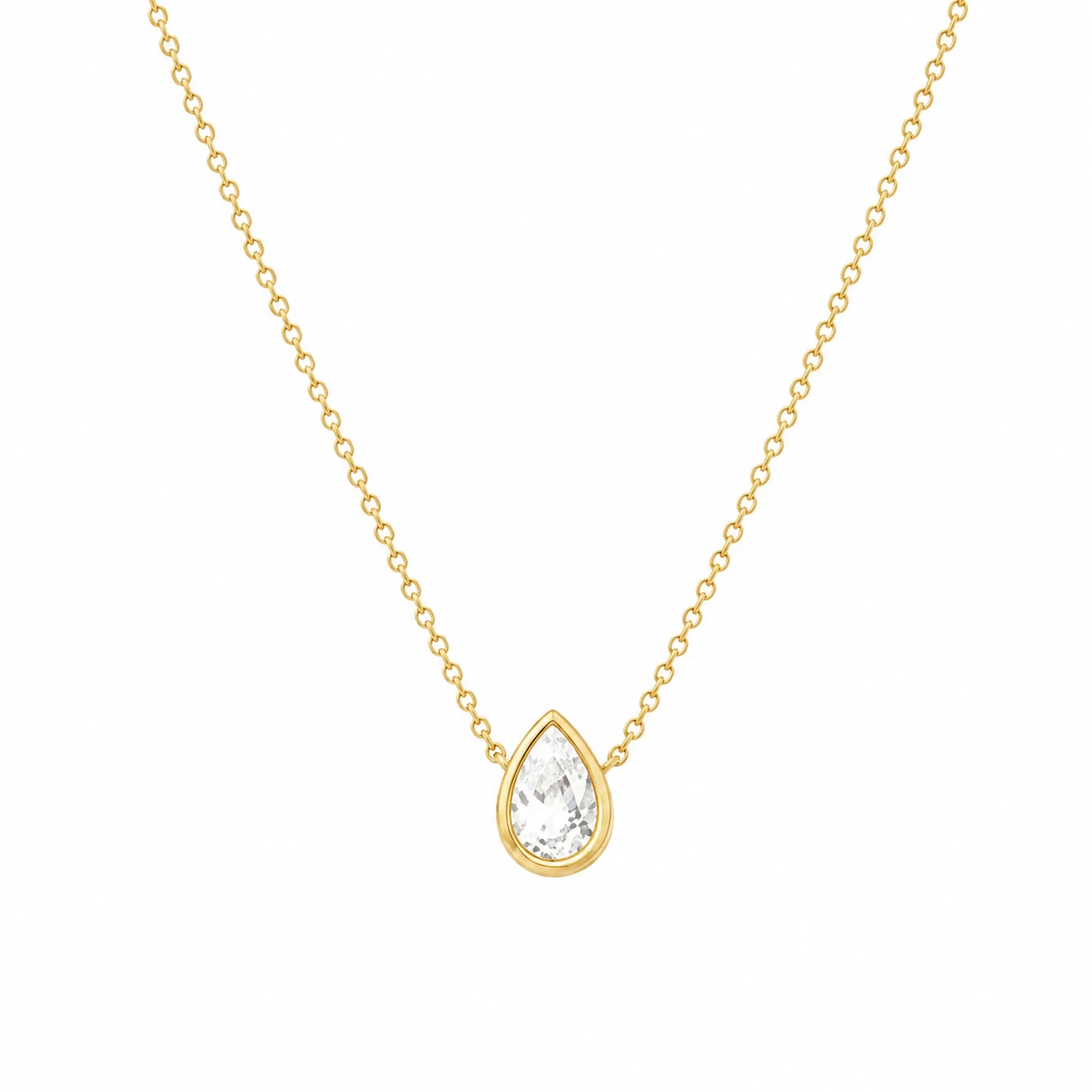 Foto Colar Moissanite Gota 0,5CT na Prata 925 com Banho de Ouro 18K