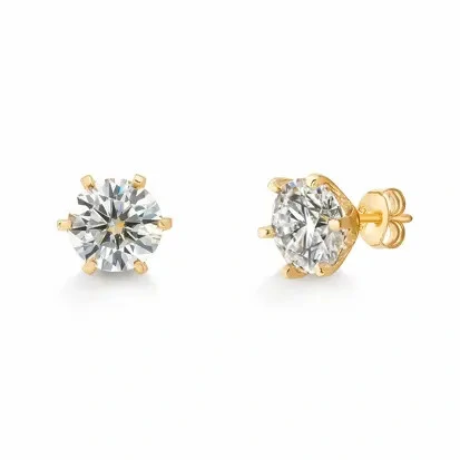 Foto Brinco Moissanite Solitário 1,0CT Prata 925 com Banho de Ouro 18K