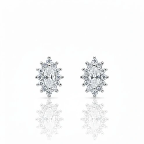 FotoBrinco Moissanite Princesa Navete 0,41CT em Prata 925