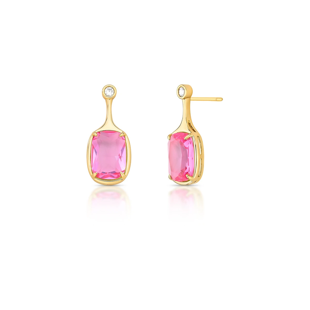 FotoBrinco Morganita Pink com Zircônia em Dourado