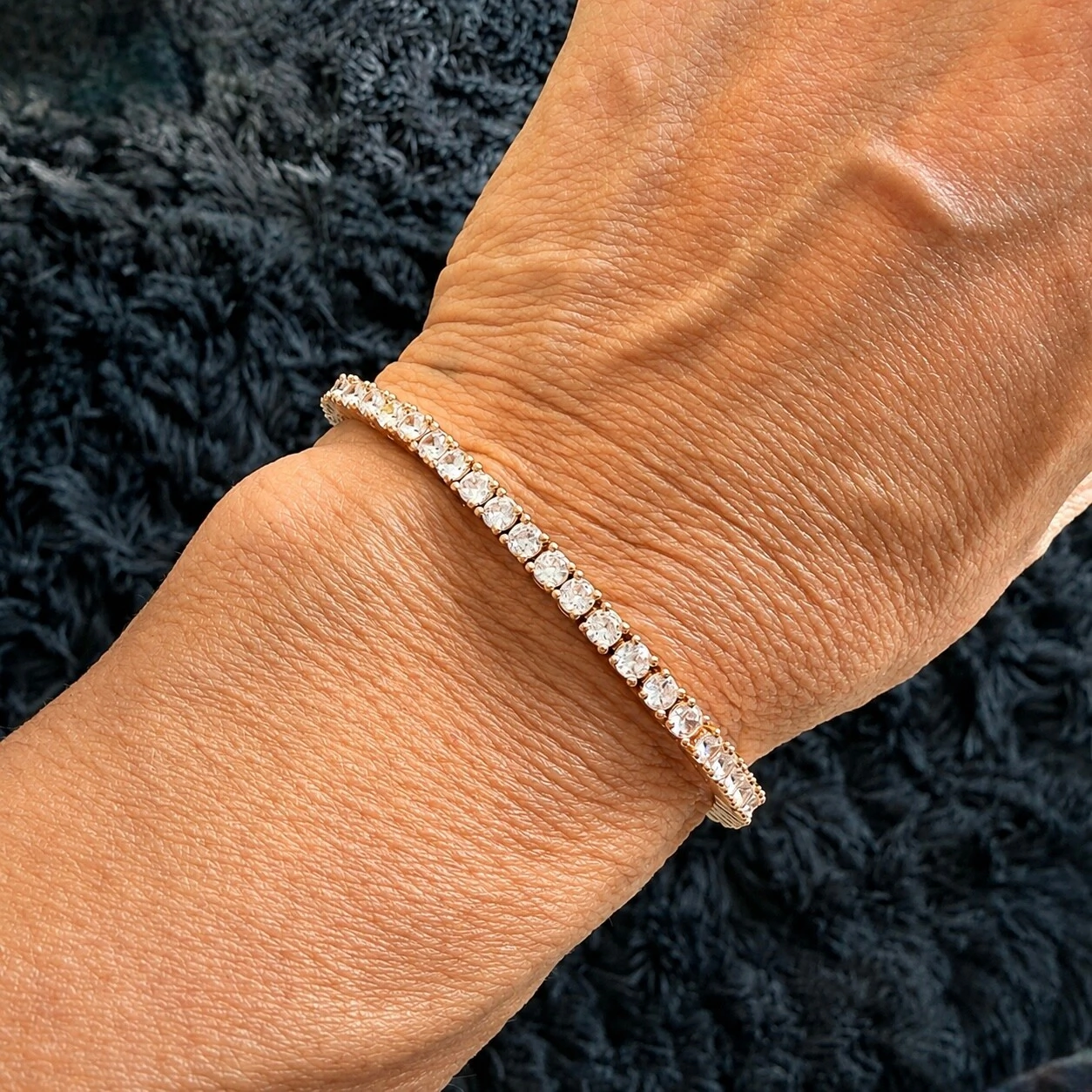 FotoPulseira Riviera 4 Garras de Zircônias 3MM em Dourado
