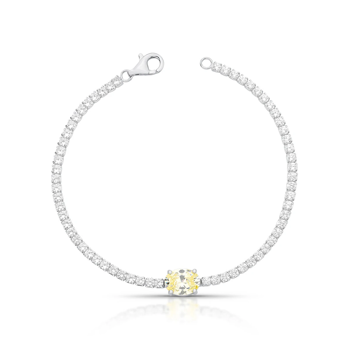 FotoPulseira Riviera com Zircônias e Citrino Oval em Prata 925