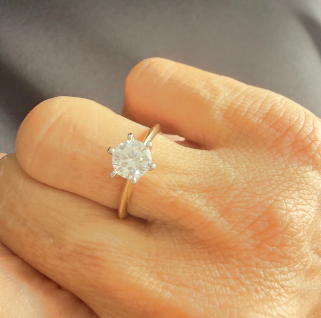 FotoAnel Solitário Moissanite 6,5MM 1,0CT em Prata 925