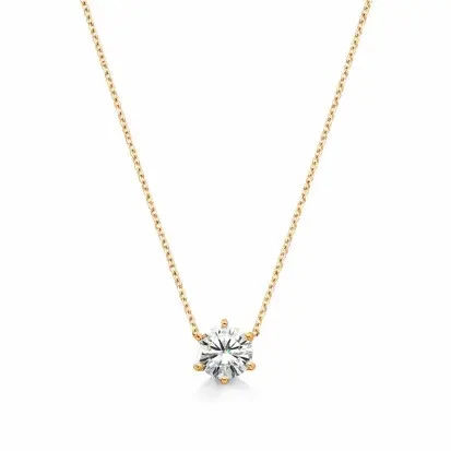 Foto Colar Moissanite Solitário 1,0Ct na Prata 925 com Banho de Ouro 18K