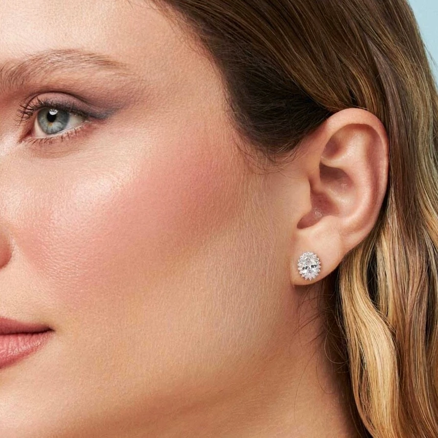 FotoBrinco Princesa Oval com Zircônias em Prata 925