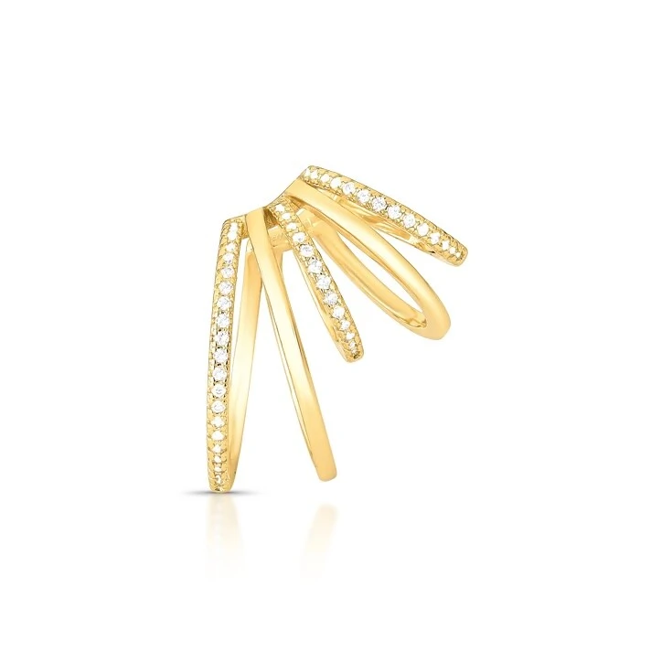 FotoPiercing Fake 3 Filetes Cravejados e 2 Lisos em Dourado