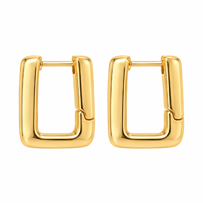 Foto Brinco Argola Retangular Lisa em Dourado