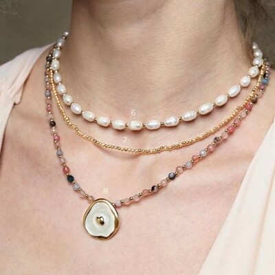 FotoColar de Pérolas Naturais com Bolinhas Douradas