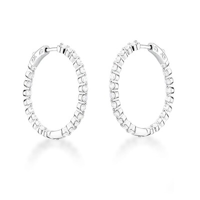 Foto Brinco Argola com Zircônias Garra Inglesa em Ródio