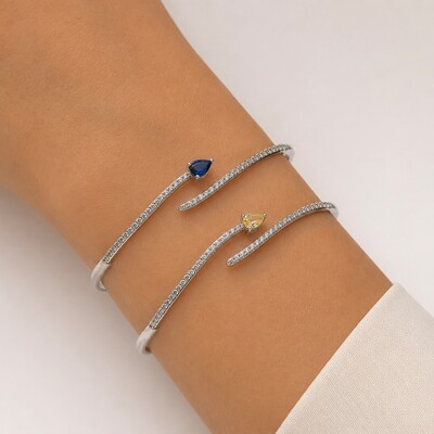 FotoBracelete Onda Cravejado com Gota em Ródio