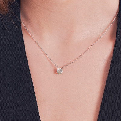 FotoColar Solitário Moissanite 6,5MM 1.0CT em Prata 925