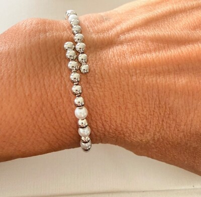 FotoBracelete de Bolinhas e Perolinhas em Ródio