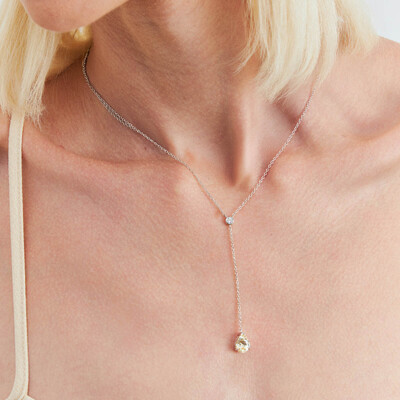 FotoColar Gravatinha c Gota Citrino em Prata 925