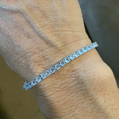 FotoPulseira Riviera Caixa Quadrada Água Marinha Fusion em Ródio