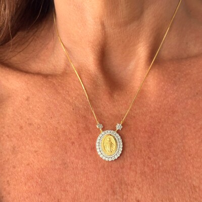 FotoColar Moissanite N Sra das Graças 2MM 0,3CT em Prata 925