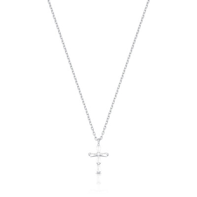 Foto Colar com Cruz Delicada de Zircônias em Prata 925