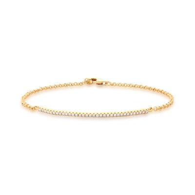 Foto Pulseira Sorriso Cravejada com Zircônias em Dourado