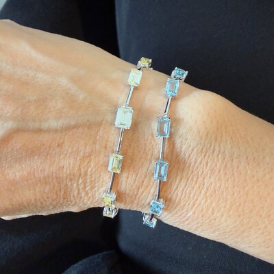 FotoPulseira Riviera Faca com Pedra Retangular em Ródio