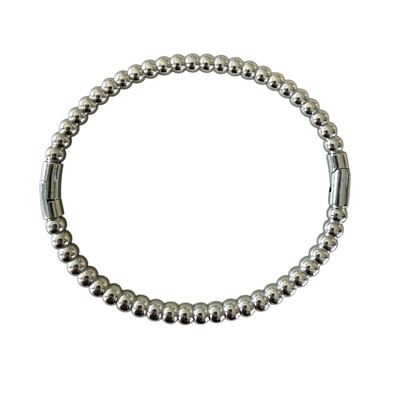 Foto Bracelete Bolinhas Aço em Ródio