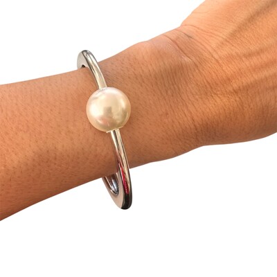 FotoBracelete com 1 Pérola em Ródio