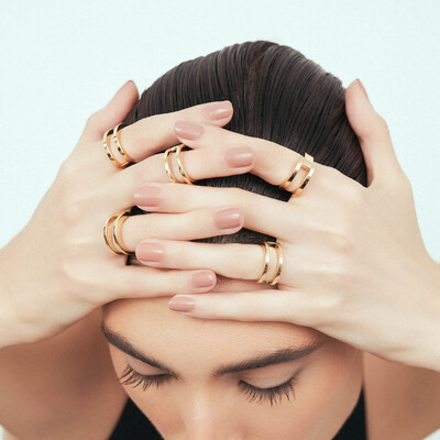 FotoAnel Aro Duplo Liso em Dourado