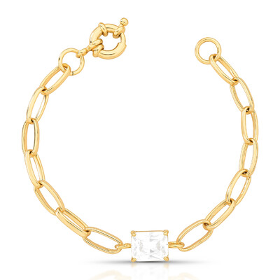 Foto Pulseira Elos com Ponto de Luz Retangular em Dourado