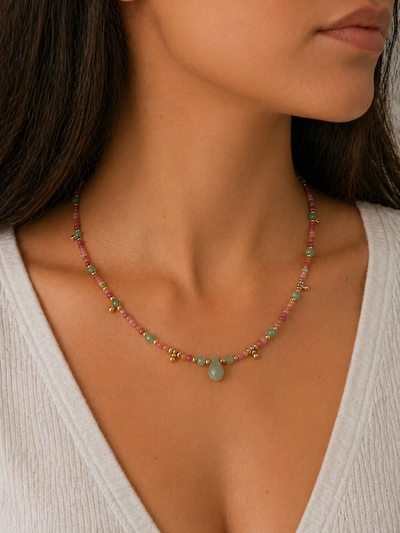 FotoColar Rodicrosita e Amazonita Entremeios Dourados