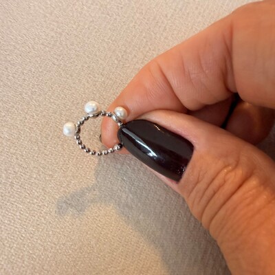 FotoPiercing Fake Bolinhas com Pérolas Naturais em Prata 925