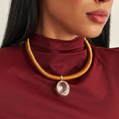 FotoPingente Oval Gde em Dourado