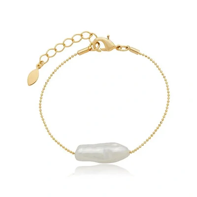 Foto Pulseira Pérola Palito Rústica em Dourado