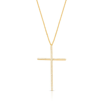 Foto Colar Cruz Cravejada com Zircônias em Dourado