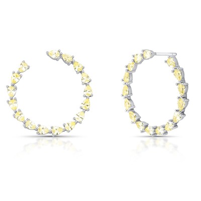 Foto Brinco Circulo Vazado Gotas de Citrino em Ródio