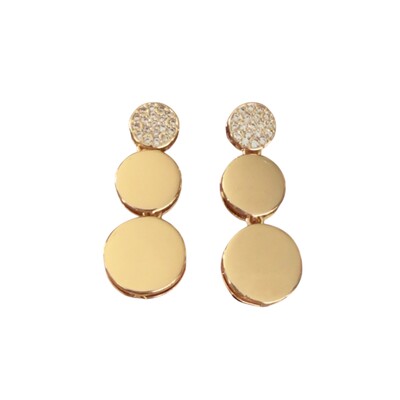 Foto Brinco Esferas Lisas e Cravejadas com Zircônias em Dourado