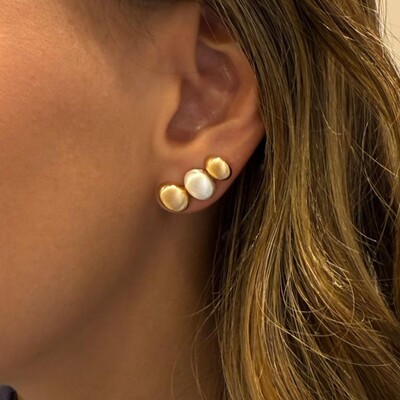 FotoBrinco Earcuff 3 Peças Escovadas Ródio e Dourada