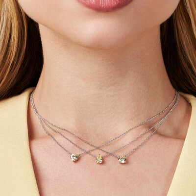 FotoColar Coração de Citrino em Prata 925