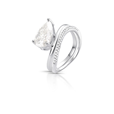 Foto Anel Moissanite Duplo Gota 3CT Prata 925