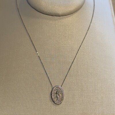 FotoColar Nossa Sra Oval com Zircônias em Ródio