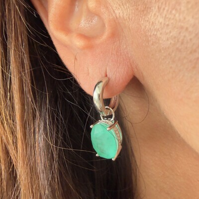 FotoBrinco Argola com Paraíba Fusion Cravejado com Zircônias em Ródio