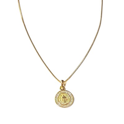 Foto Colar com São Bento Cravejado Lateral com Zirconias em Dourado
